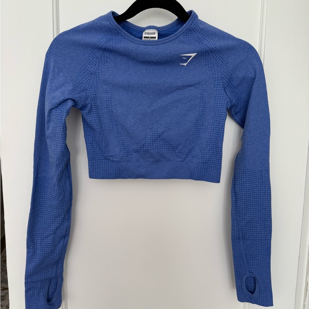 Gymshark Blue Fitted Long Sleeve Crop